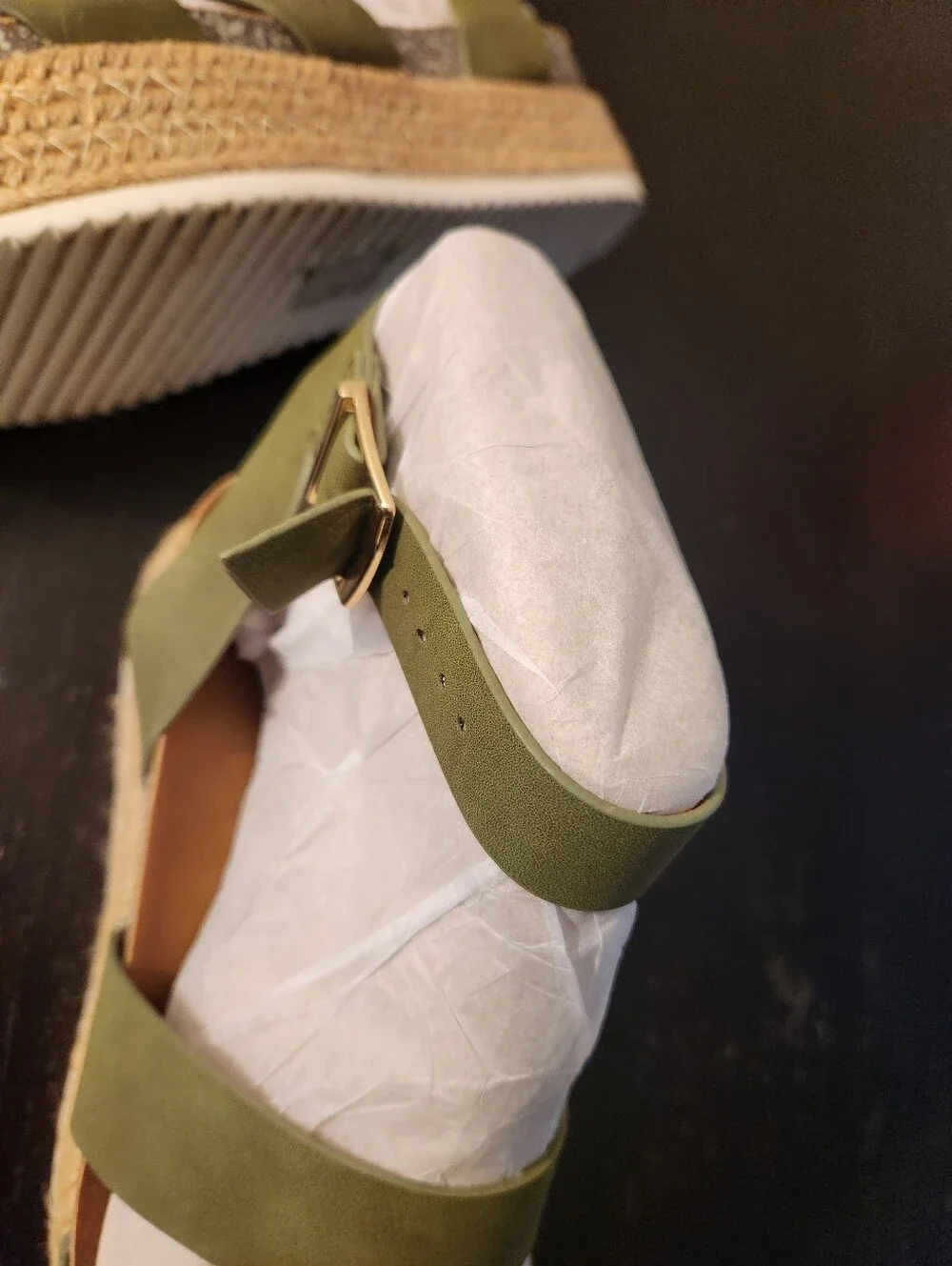 Patrizia Olive Green Strappy Espadrille Platform Sandals
